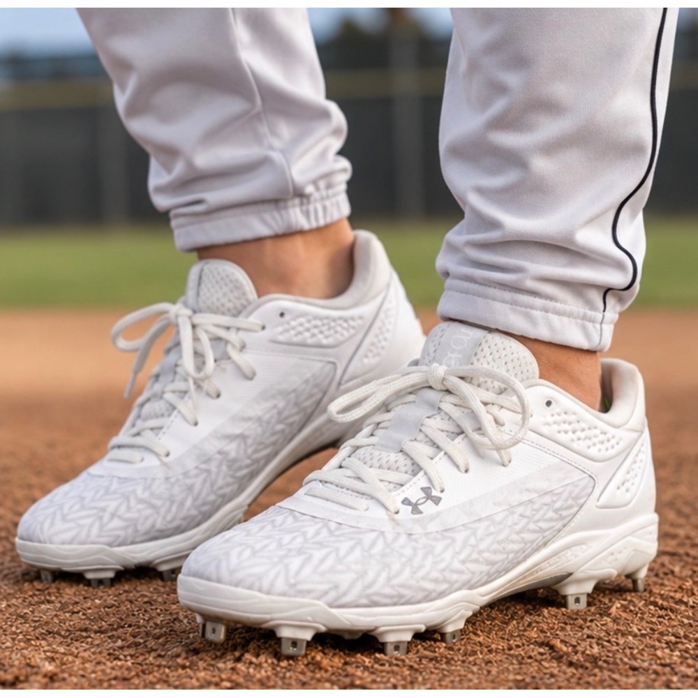 Under Armour Men 7 Women 8.5 Baseball/soft Cleats Shoes White UA Yard MT TPU 3.0
